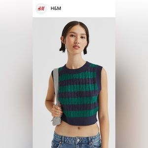 H&M Blue Jacquard Knit Sweater Vest